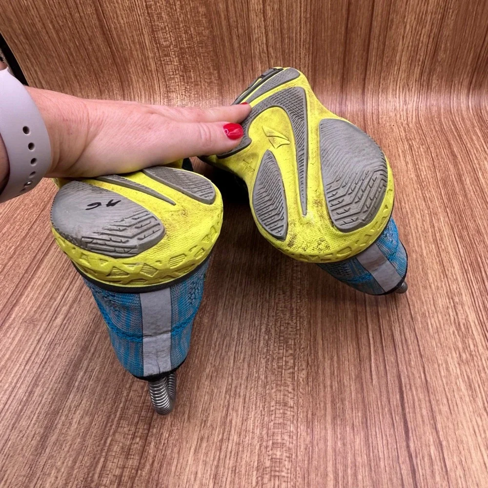Altra Escalante‎ Boston Running Shoes Women 7.5 Blue Lime Green Good AFW1833B-4